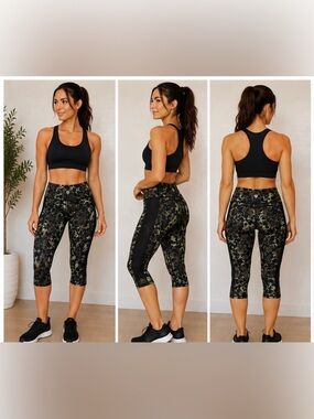 lululemon athletica Olive Camo & Black Capri Leggings